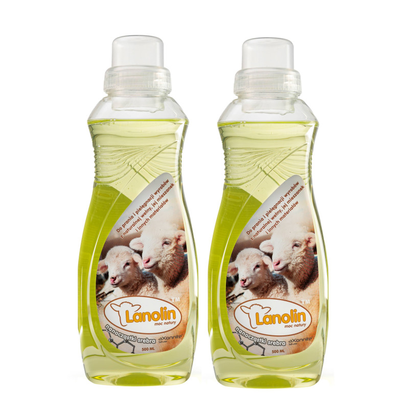LANOLIN 2x0,5 L - płyn do prania wełny alpaka merino kamel kaszmir - lanolina z nanosrebrem