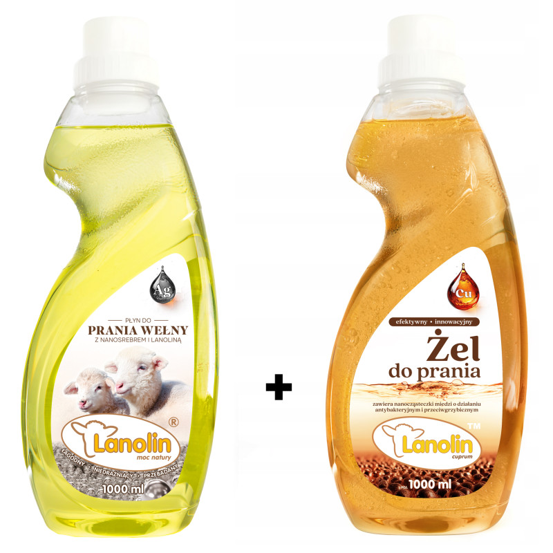 Lanolin 2x1000 ml - płyn do prania wełny i żel do kolorowych tkanin