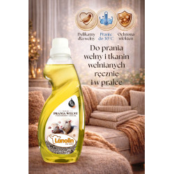 LANOLIN 1000 ml - płyn do prania wełny alpaka merino kamel kaszmir - lanolina z nanosrebrem