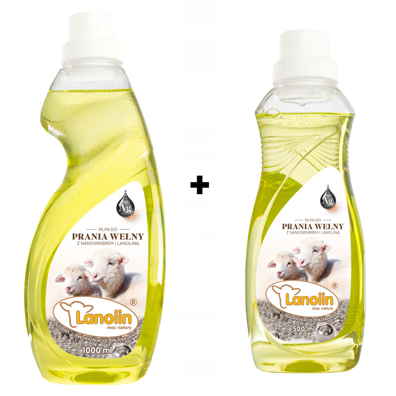 LANOLIN 1500 ml - płyn do prania wełny alpaka merino kamel kaszmir - lanolina z nanosrebrem