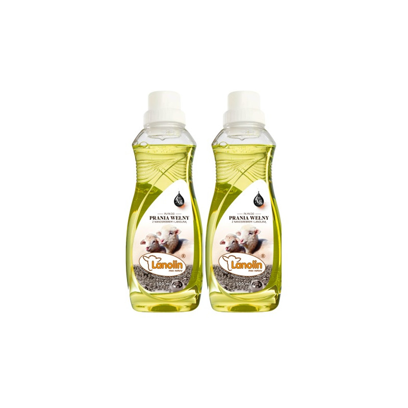 LANOLIN 2x0,5 L - płyn do prania wełny alpaka merino kamel kaszmir - lanolina z nanosrebrem